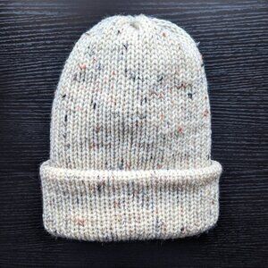 Brand New Knit Hat / Handmade / Beanie / Cream / Multicolor Speckles